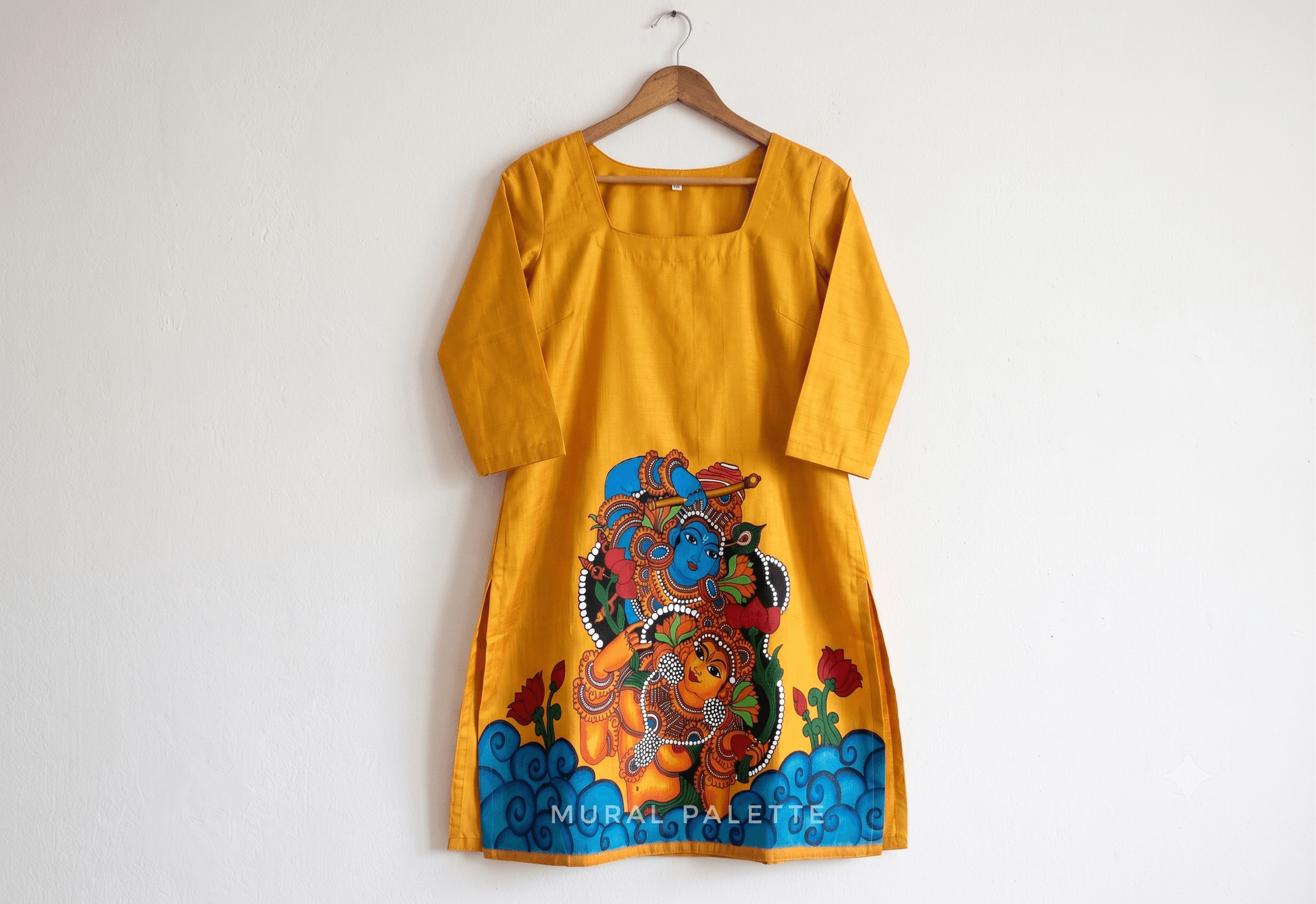 Vrindavan Radha Krishna Handpainted Ladies Kurta