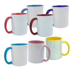 Caneca de Cerâmica 325ml alça e interior colorido