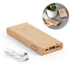 Bateria portátil em bambu 5.000mAh