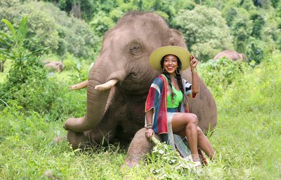 woman with elephant