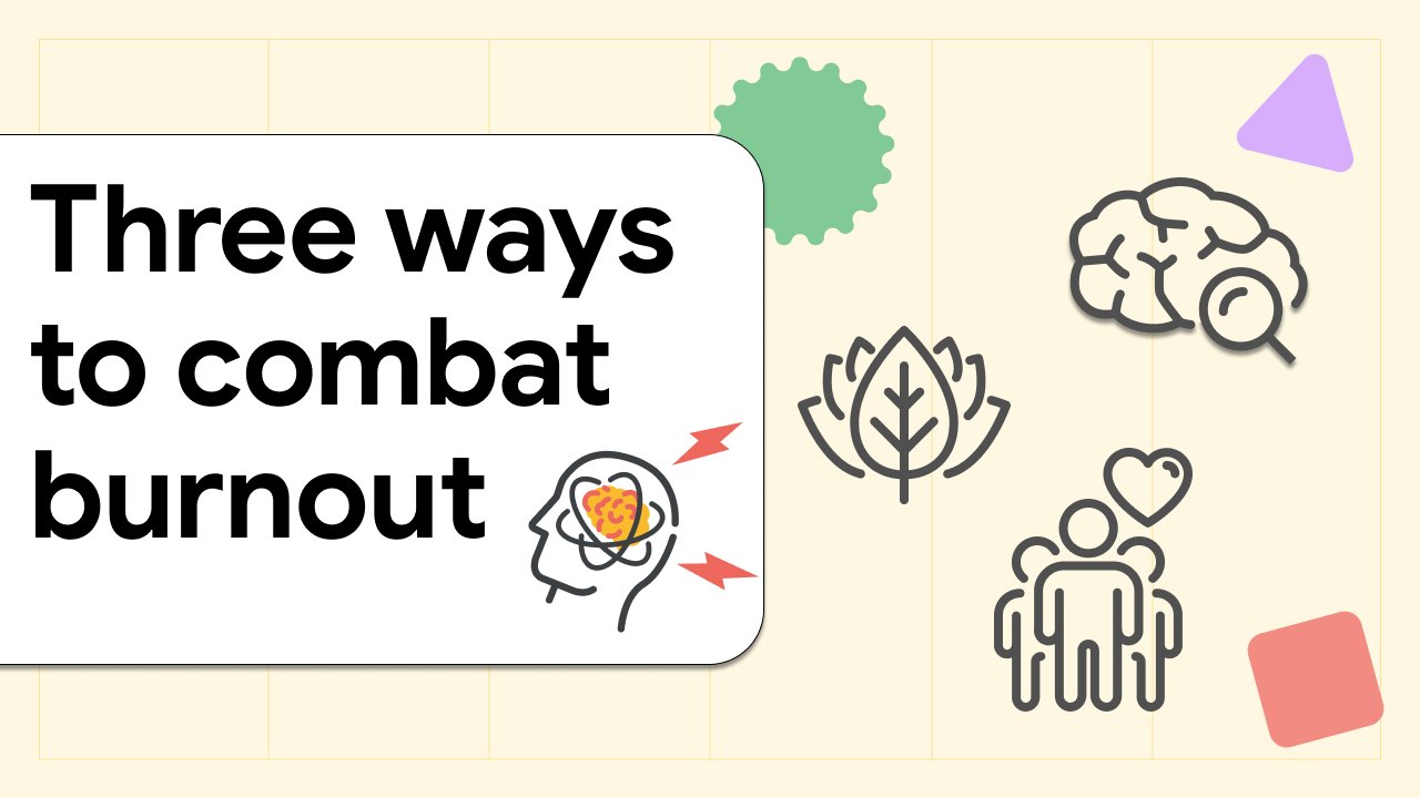 And image with graphics that reads "Three ways to combat burnout"