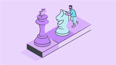 illustration of a man pushing a chess piece