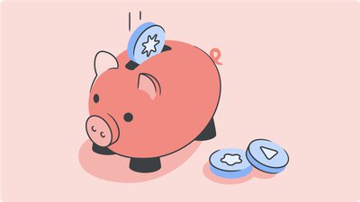 illustration of a piggy bank with coins going into it