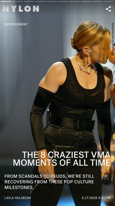 Pop singer, Madonna, on stage performing at the 2003 VMA 