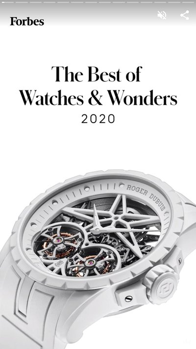 Silver watch with text "the best of watches & wonders 2020"