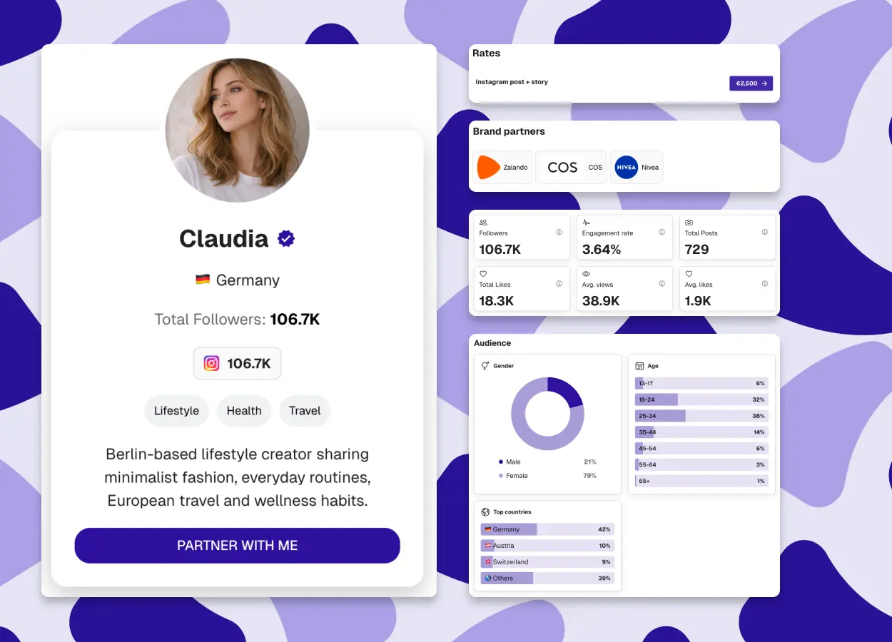 Instagram influencer media kit example