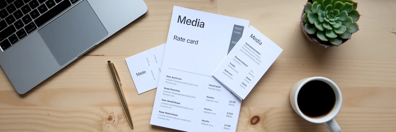 Professional influencer media kit on desk