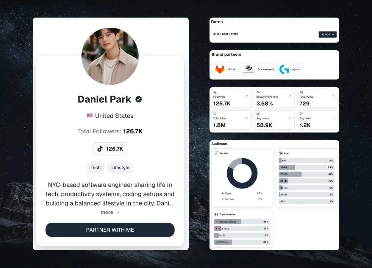 TikTok creator media kit example