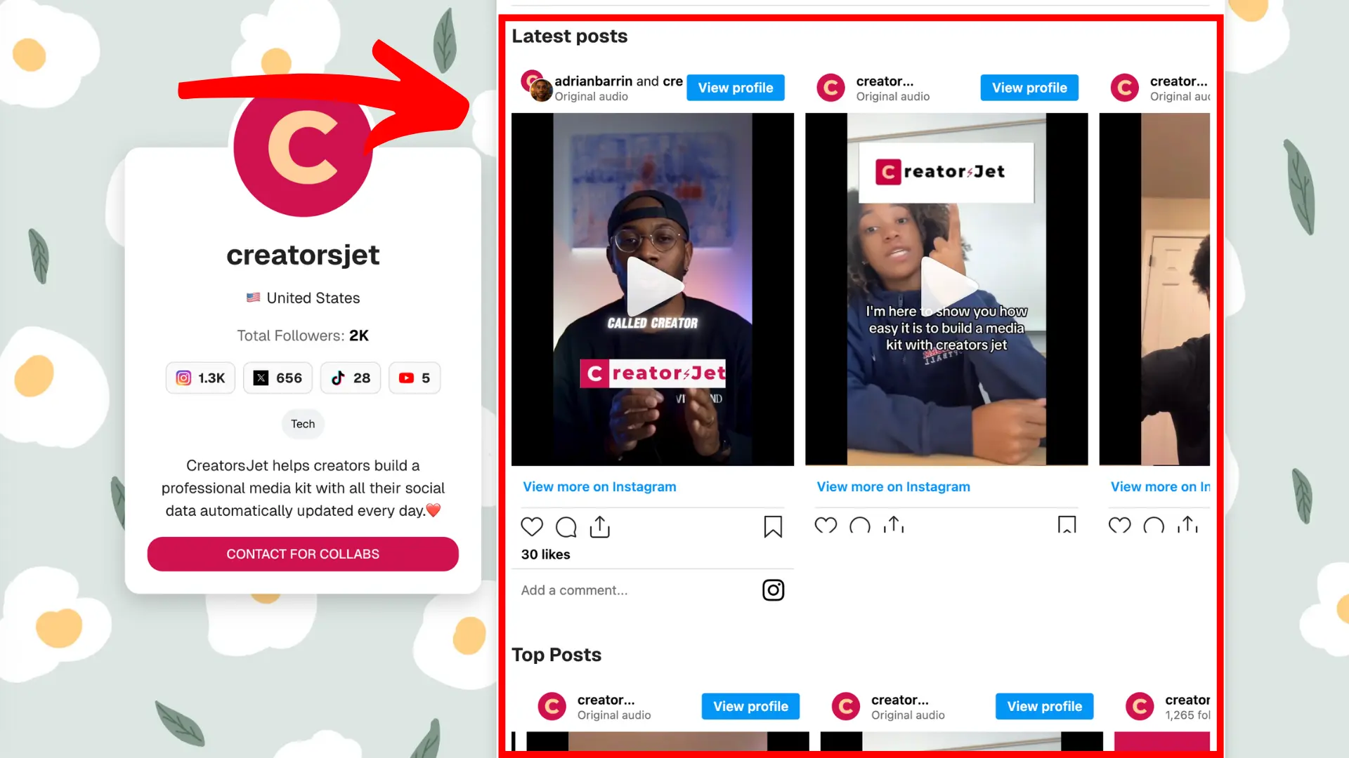 Influencer media kit content examples
