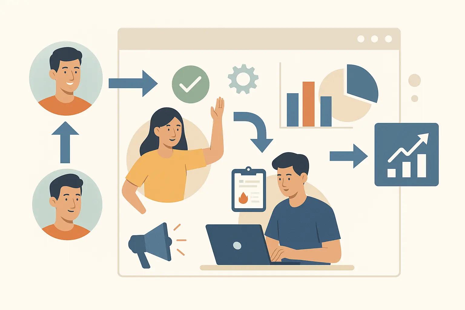 Visual representation of influencer campaign approval and reporting process