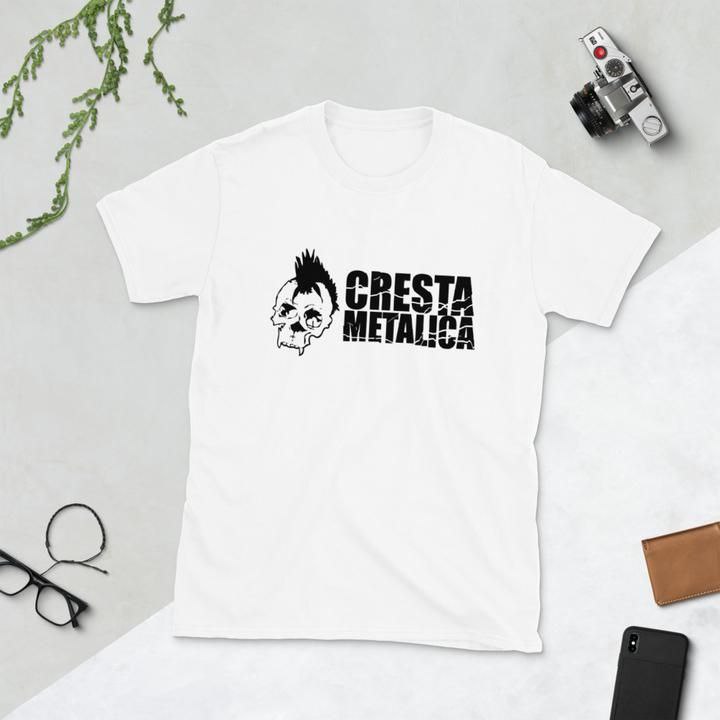 Cresta Metalica Short-Sleeve Unisex White T-Shirt - Cresta Store - Deskarriados