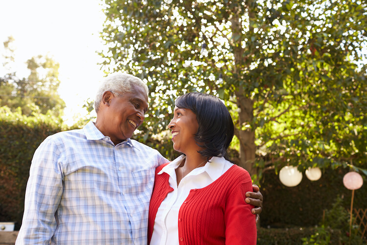 Senior couple happy that they have a plan for future healthcare needs.