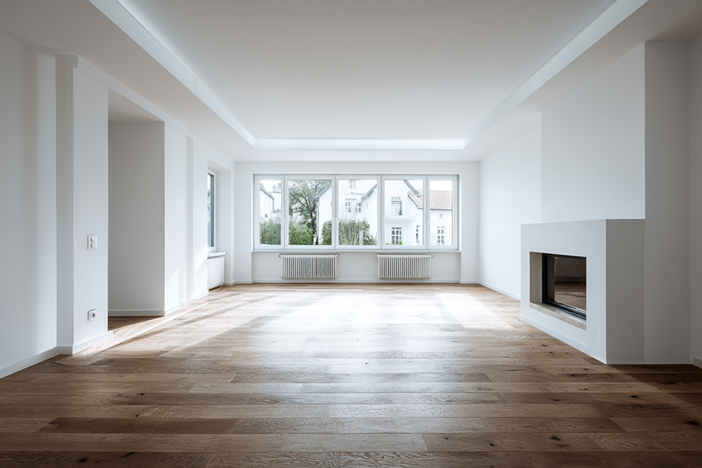 Example: bright oak-floor living room