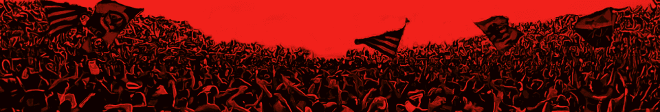 Torcida do Flamengo em fundo rubro-negro