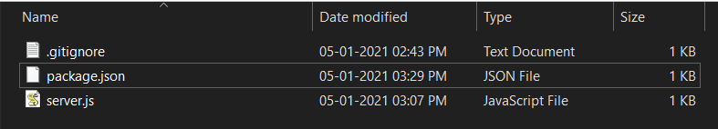 Server's Initial Folder Structure