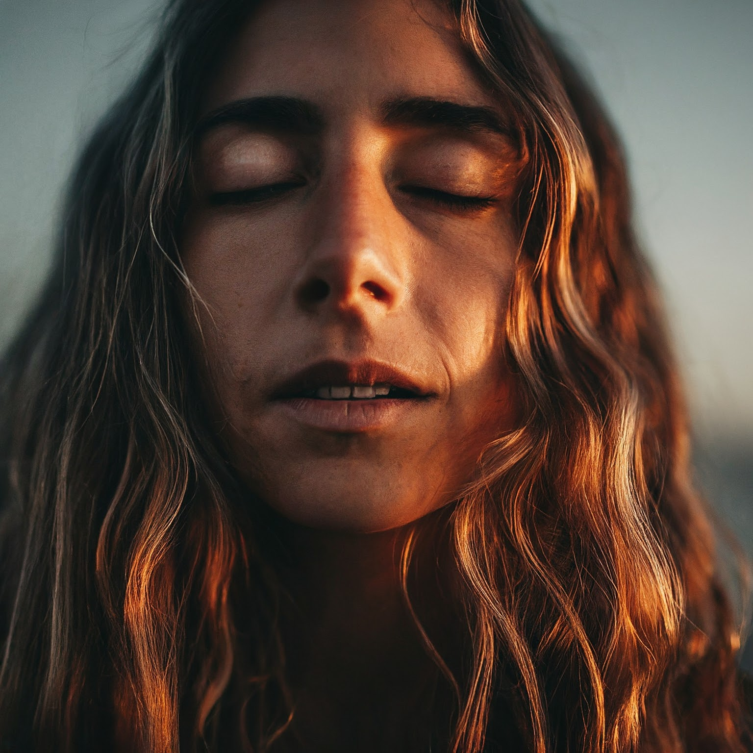 Woman breathing, standing