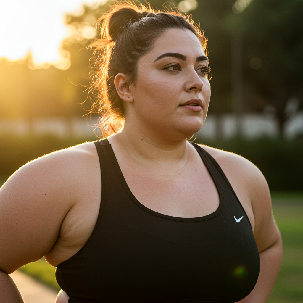 a plus size woman working out outside a plus size woman working out outside