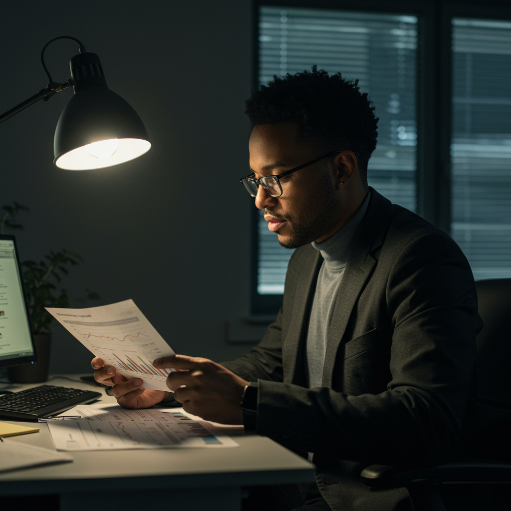 Man checking credit report Man checking credit report