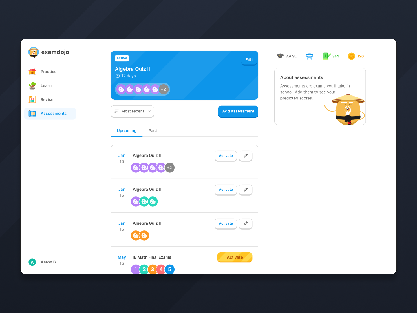 Portfolio example for ExamDojo — AI-Powered Exam Prep App by Kamil, Lead Product Designer