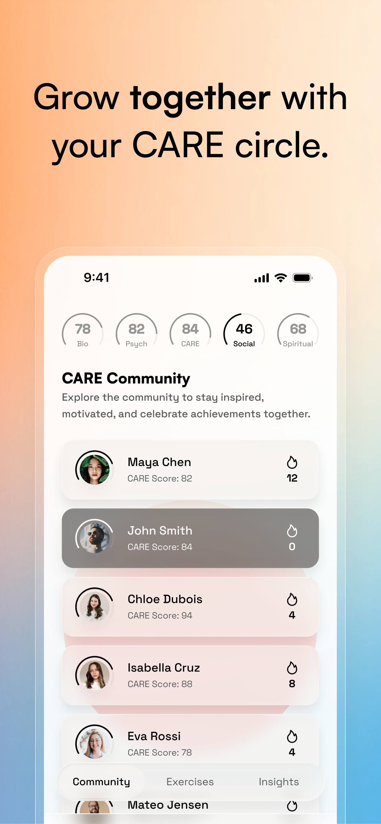 Portfolio example for CARE Wellness Application by Kamil, Senior Product Designer