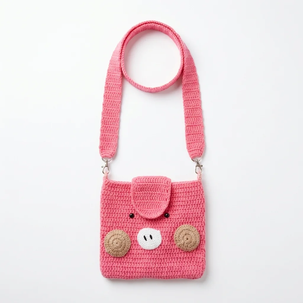 Crochet Pig Sling Bag