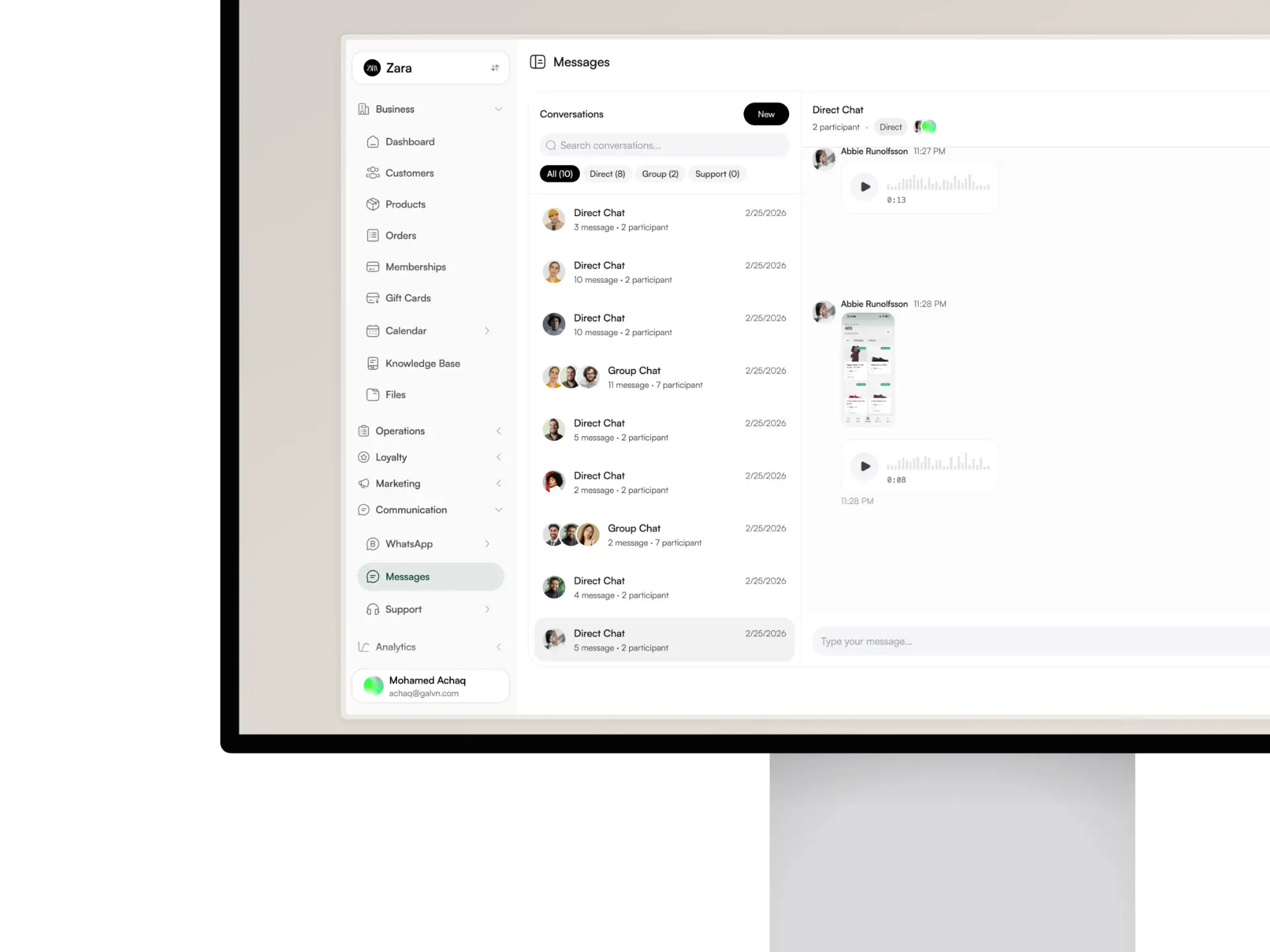 Jede Konversation, eine Inbox