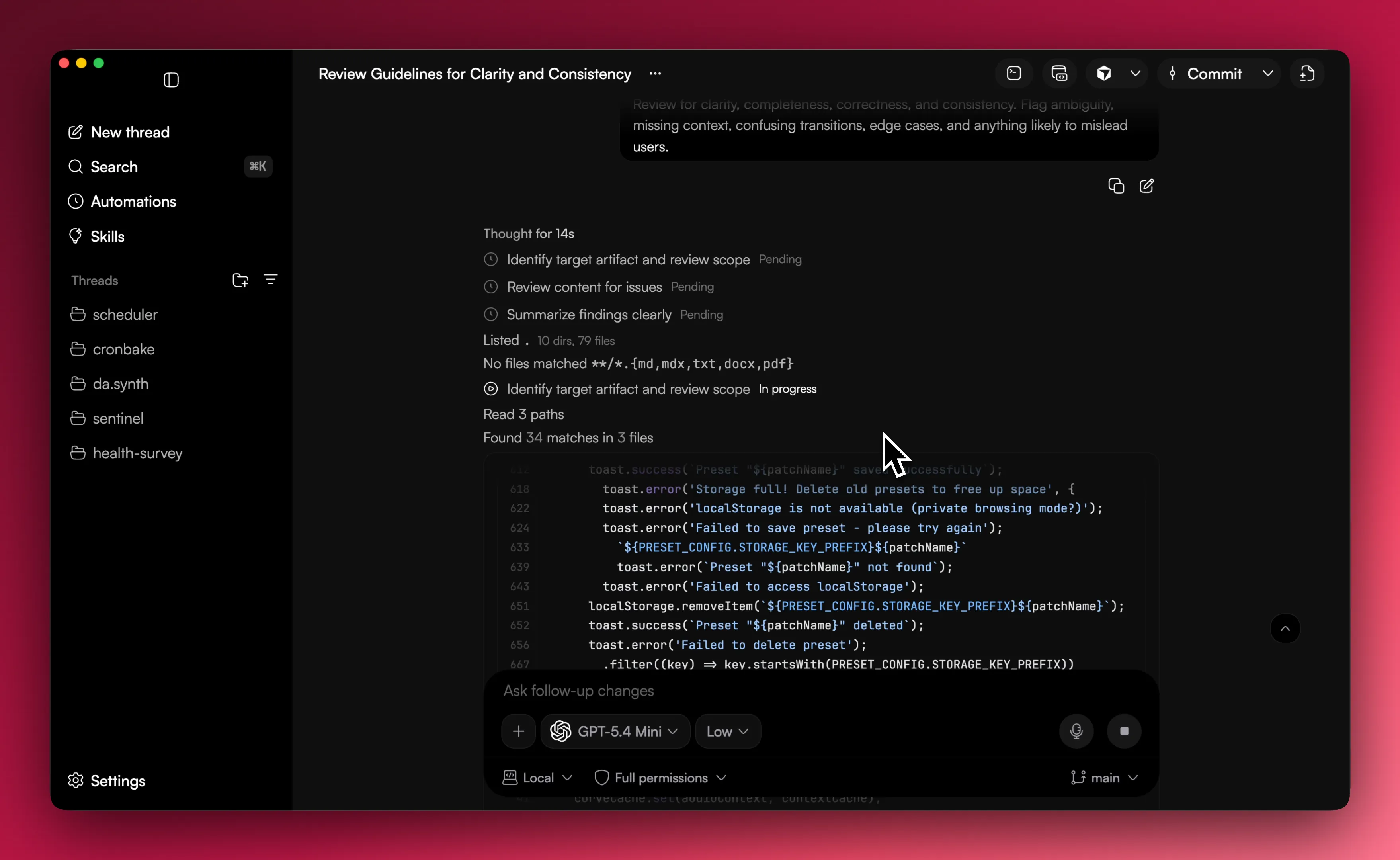 First workspace and thread