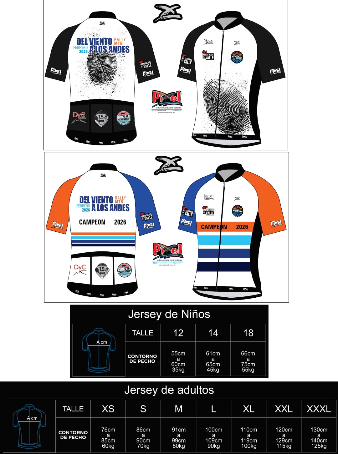 Tabla de talles de jersey
