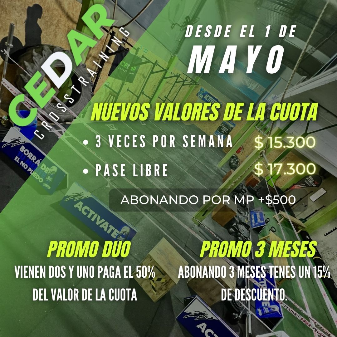 Nuevos valores a partir del 1ero de Mayo