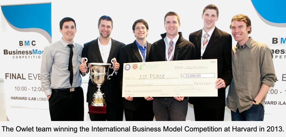 The Owlet team winning the International Business Model Competition at Harvard in 2013