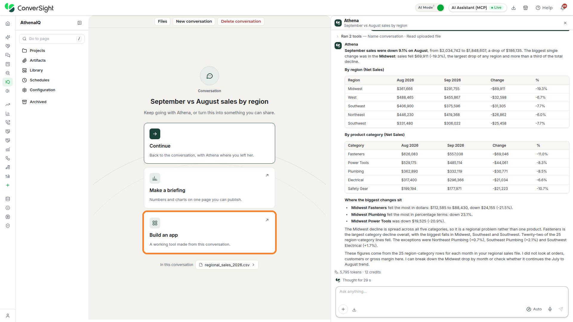 Build an app card highlighted on the Conversation page