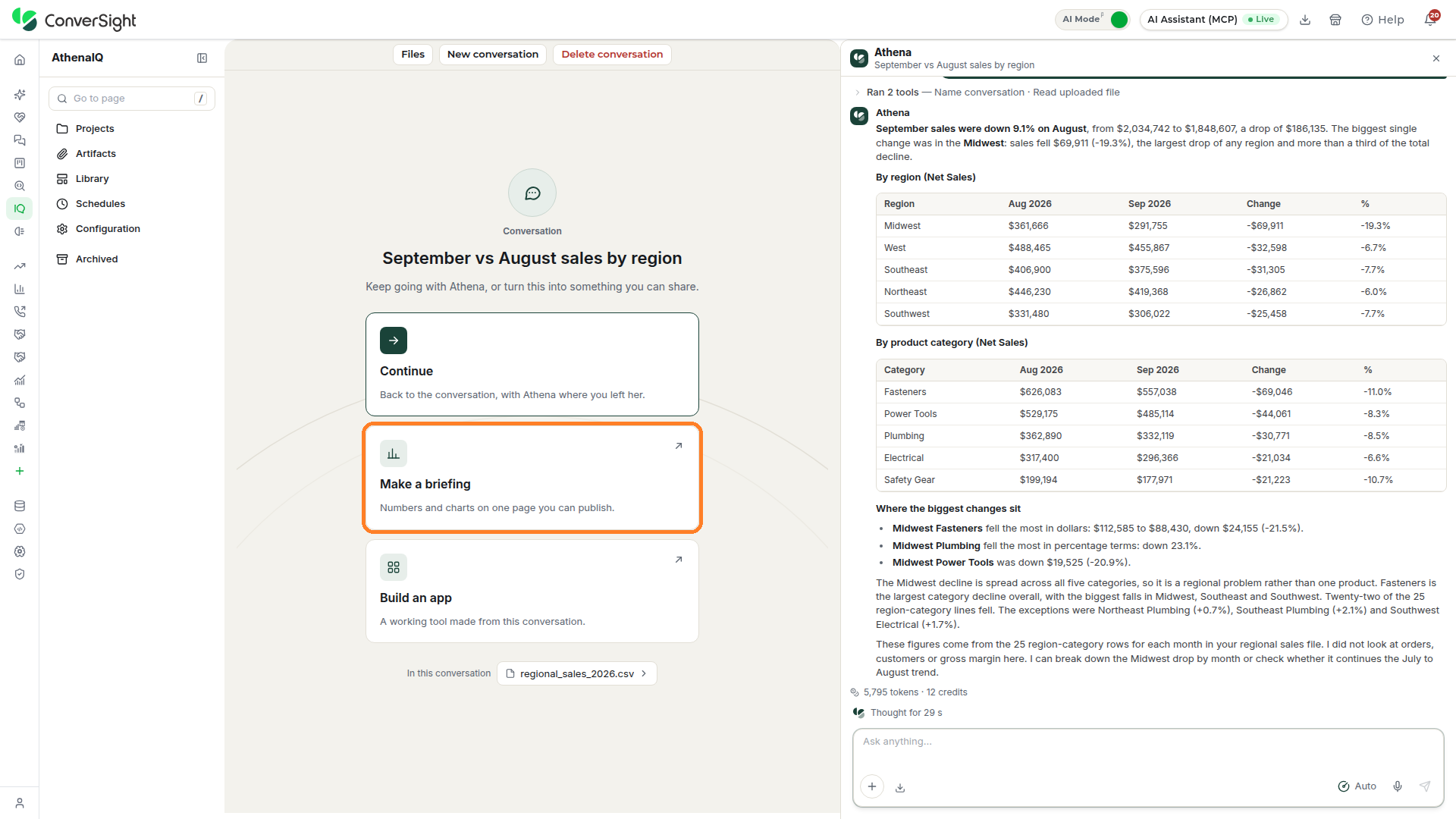 Make a briefing card highlighted on the Conversation page