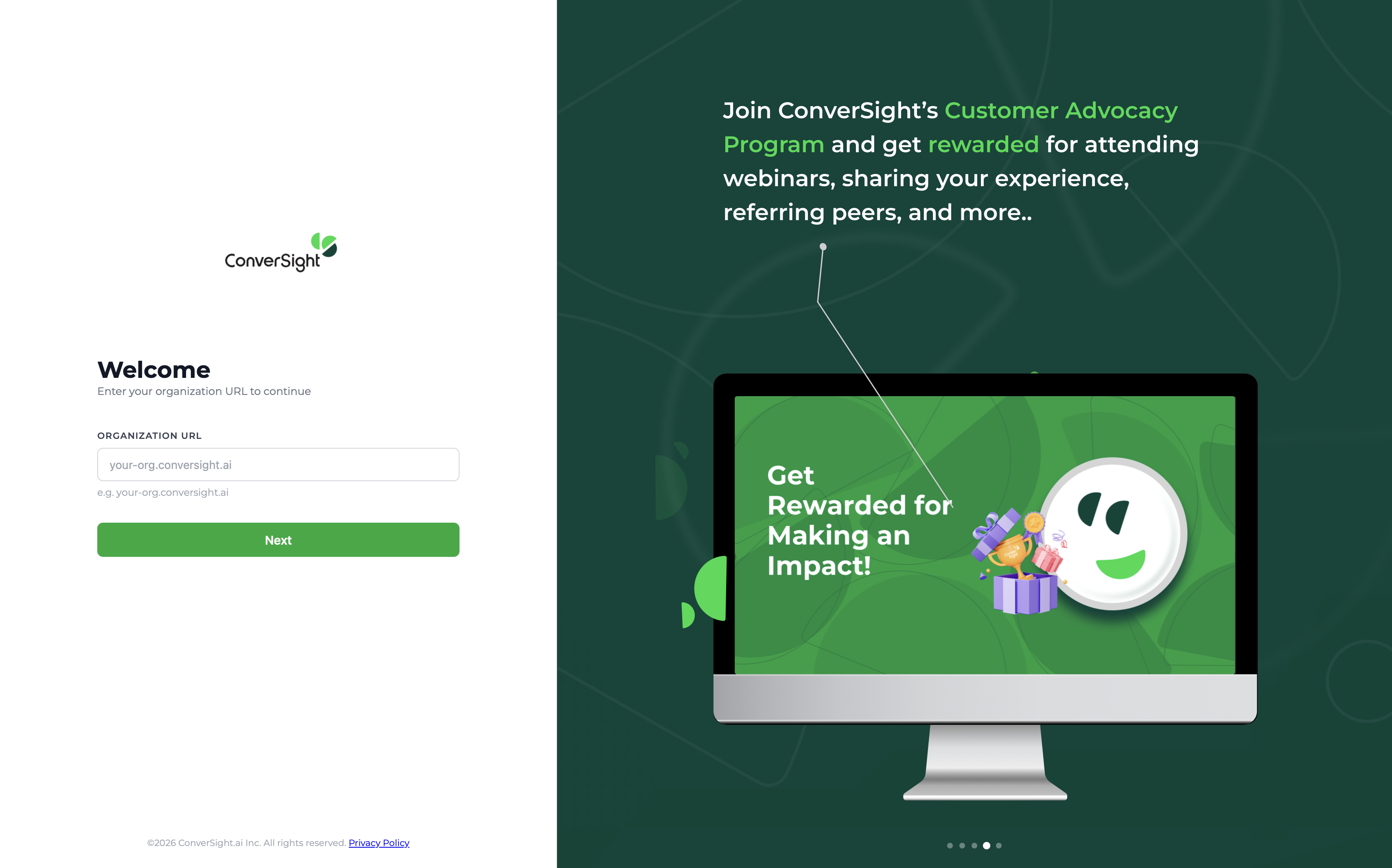 Login page shown under Step 10 of the ConverSight Desktop App Installation Guide