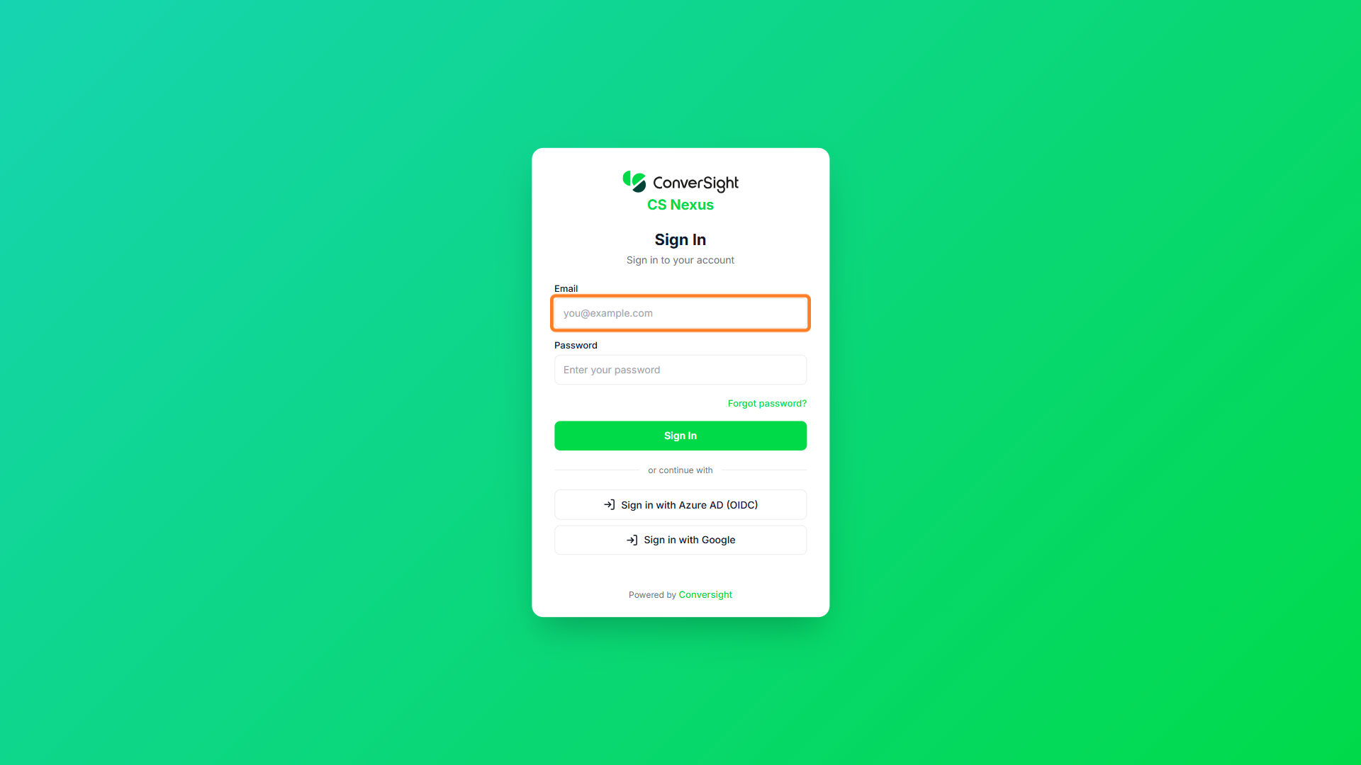 Email field on the sign-in page