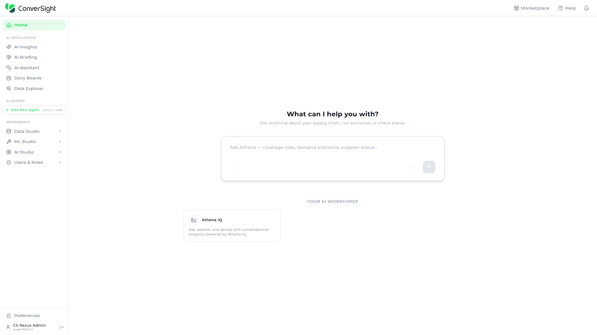 ConverSight homepage shown after sign-in