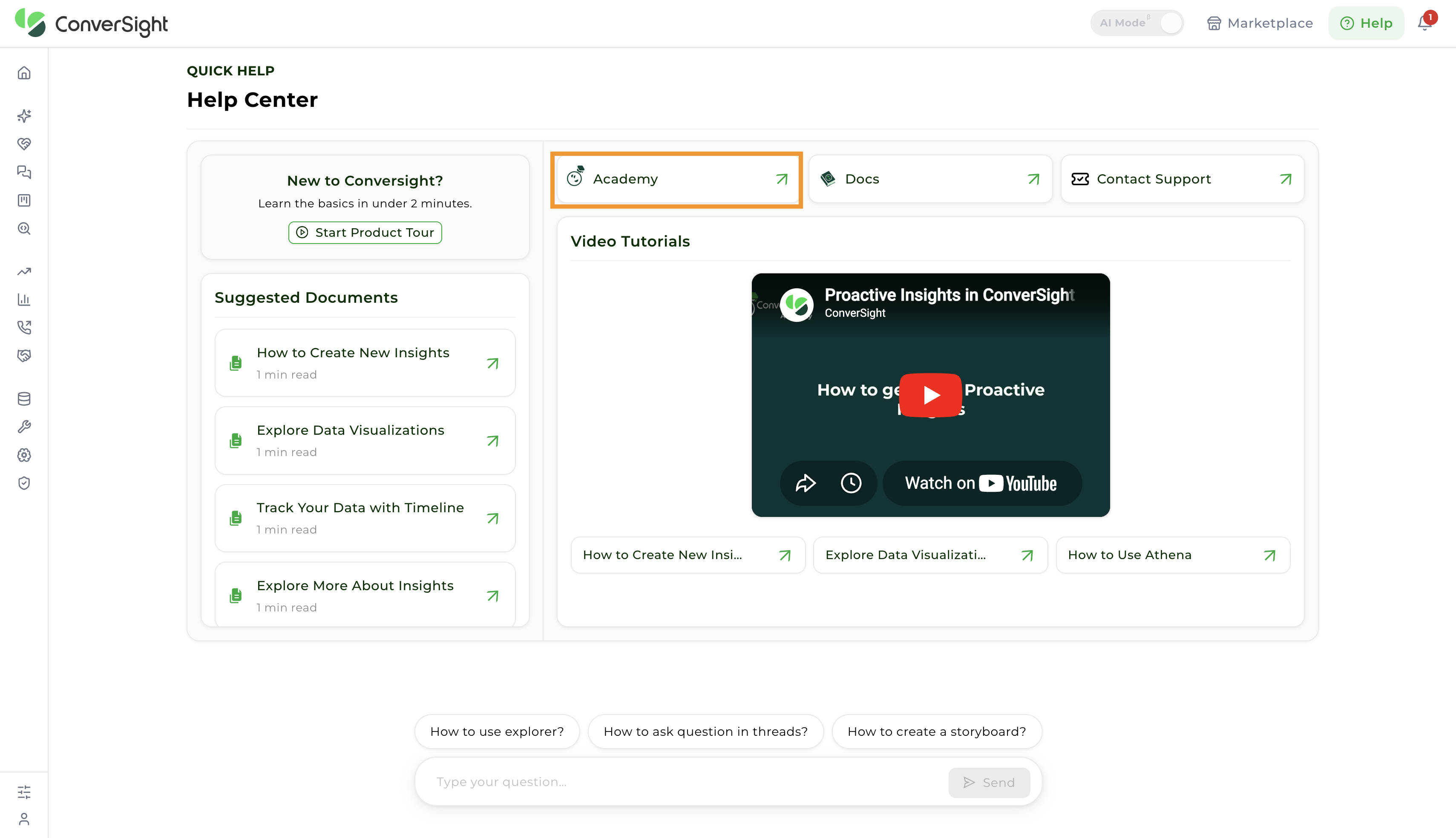 Quick Help Academy Button