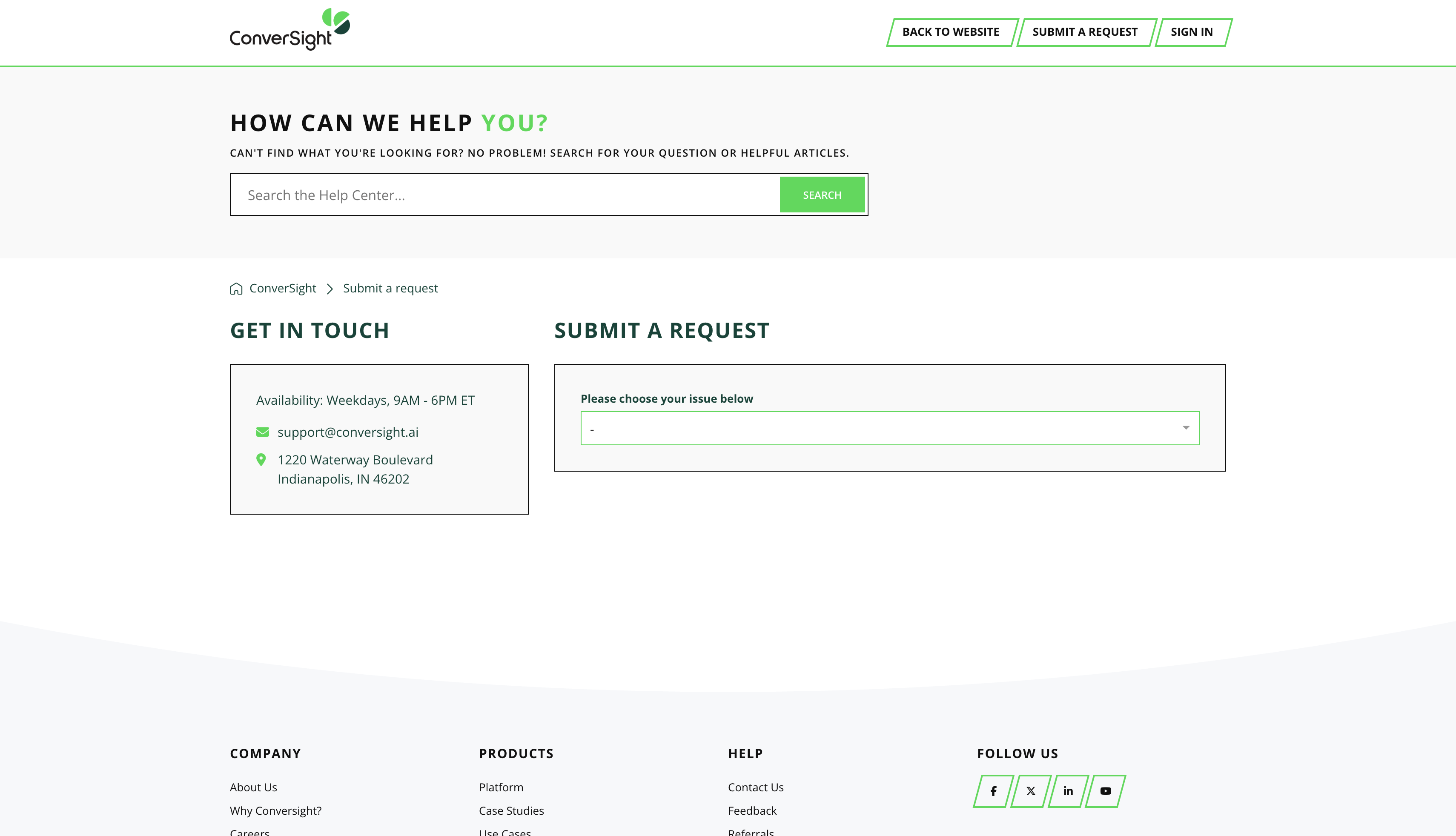 Quick Help Support Page