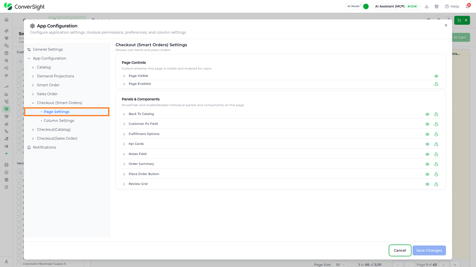Checkout (Smart Orders) page settings