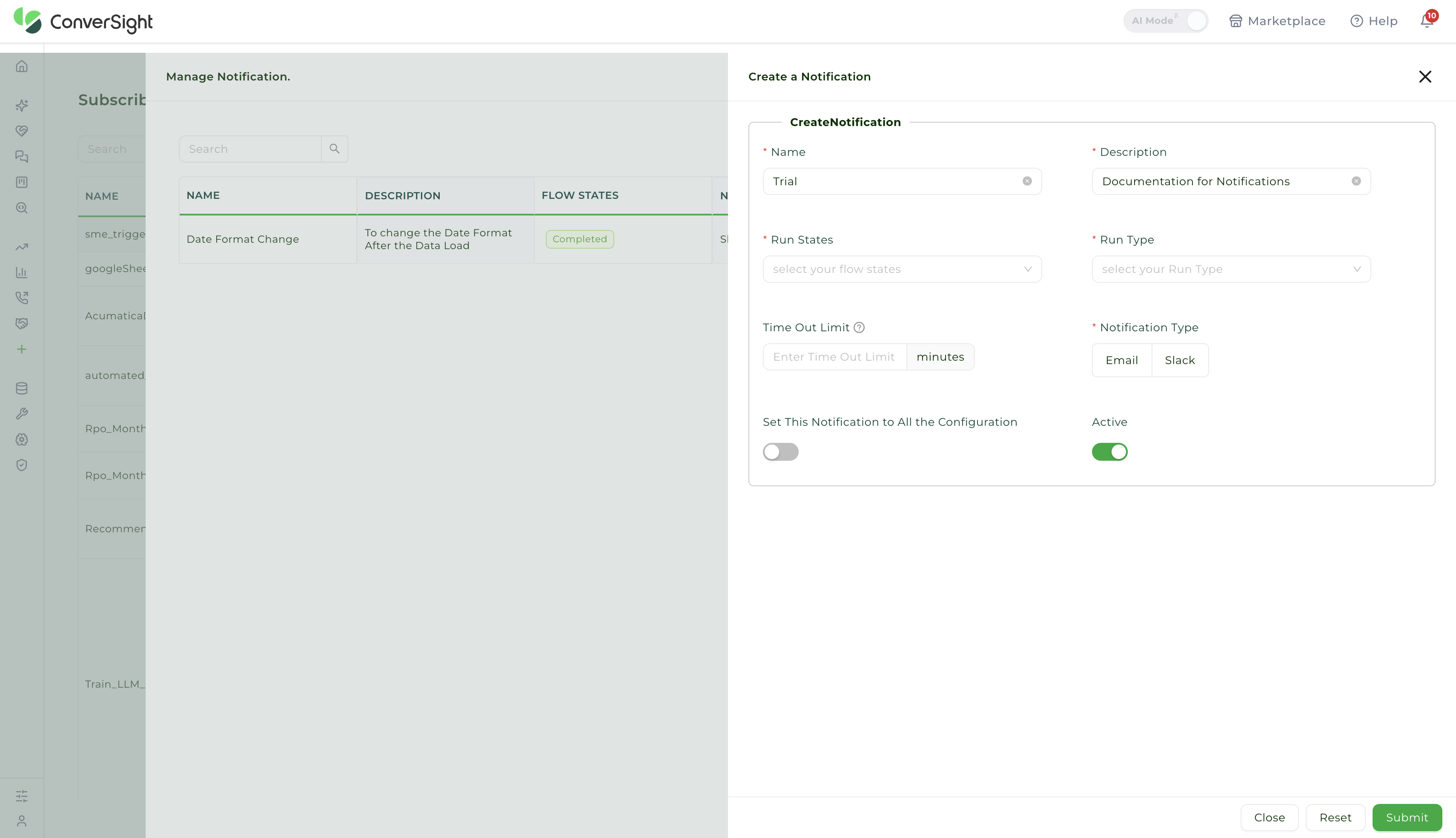 Create Notification Page