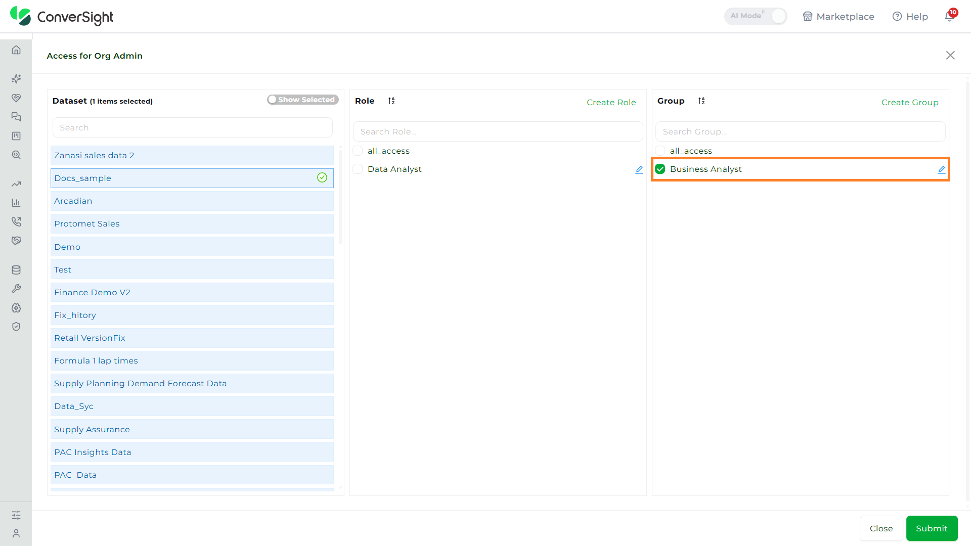 Newly created group visible in the group list