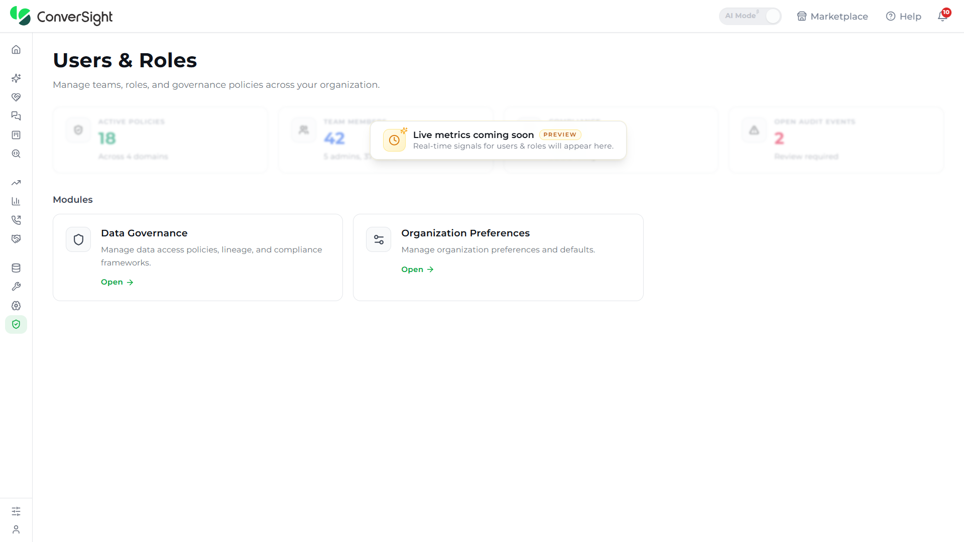 Users and Roles option highlighted in the left navigation panel