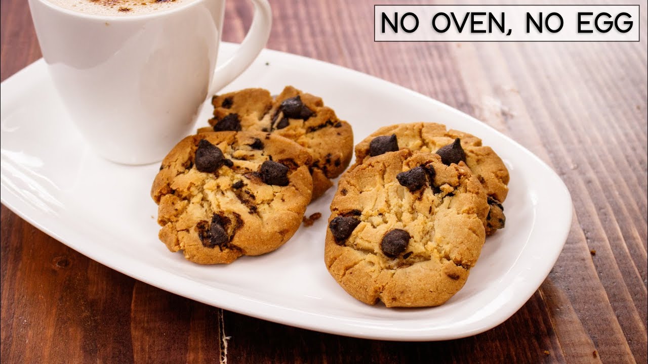 Choco Chip Cookies In Cooker – Eggless Chocolate Biscuits Without Oven – CookingShooking Recipe