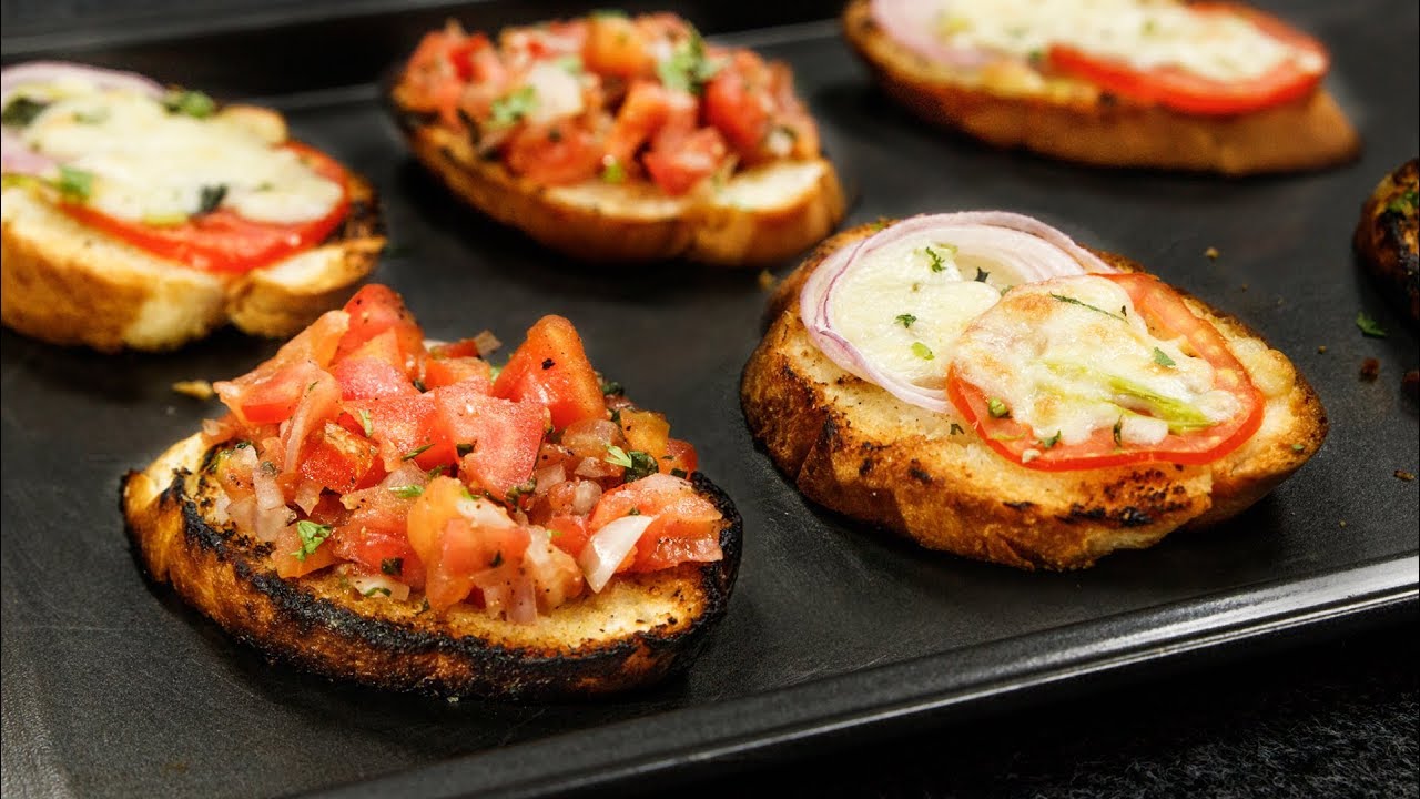 Bruschetta Recipe – Grilled Garlic Bread 2 Ways, Indo Italian Style- CookingShooking