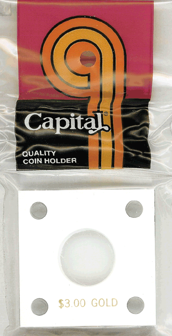 $3 Gold Capital Plastics Coin Holder 144 White 2x2