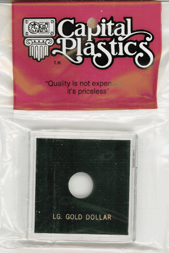 Large Gold Dollar  Capital Plastics Coin Holder Krown Black 2.5x2.5