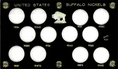 Buffalo Nickels 1934 Capital Plastics Coin Holder Black 3.5x6