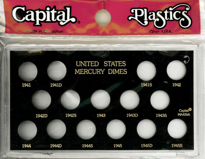 Mercury Dimes 1941 Capital Plastics Coin Holder Black Meteor