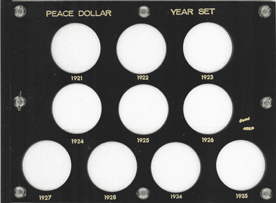 Peace Dollar Year Set Capital Plastics Coin Holder Black 6x8