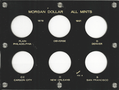 Morgan Dollar All Mints Capital Plastics Coin Holder Black 6x8