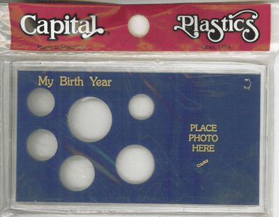 My Birth Year Capital Plastics Photo / 6 Coin Holder Blue Meteor